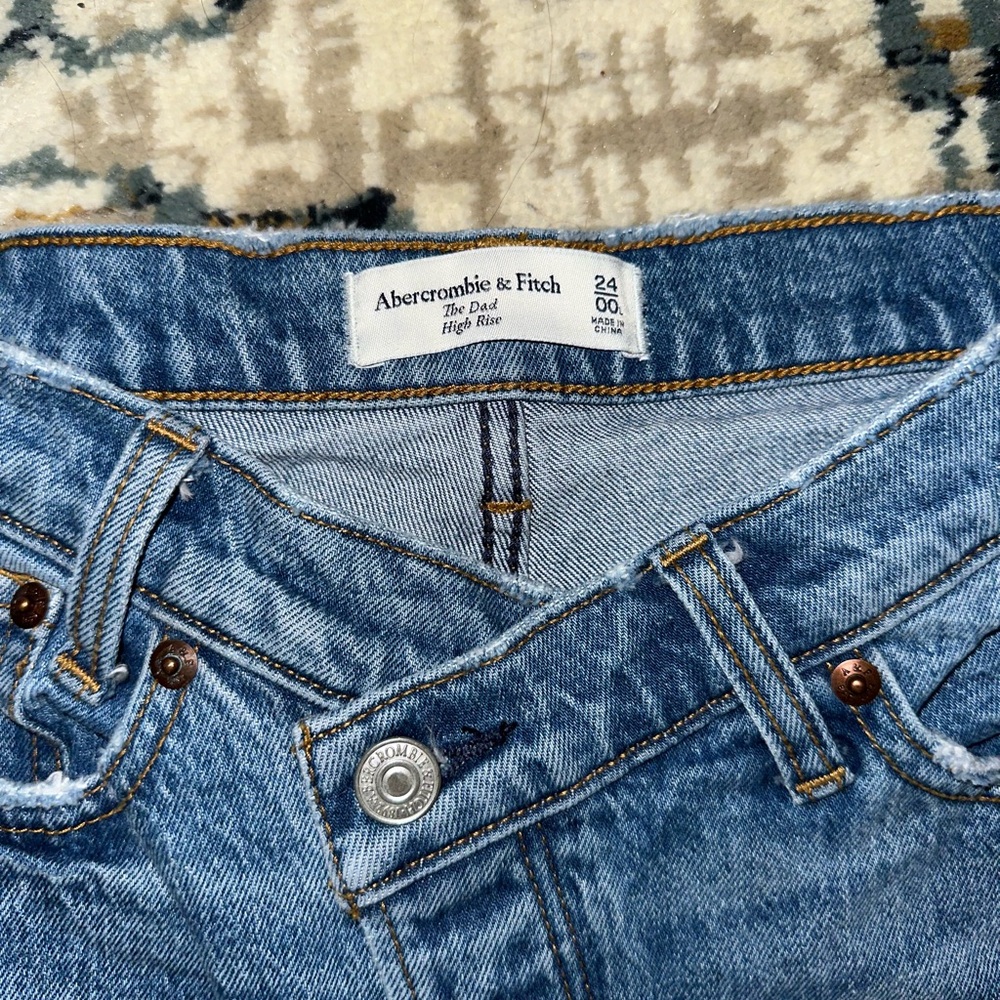 Abercrombie & Fitch Blue Criss Cross (v-waist) High Rise Jeans